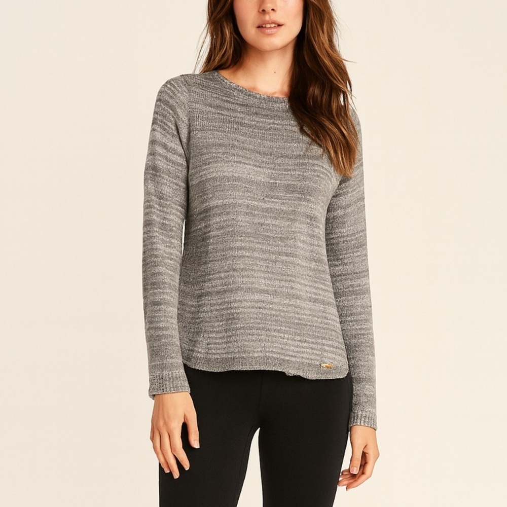 Hollister Sparkle Gray Crew Neck Sweater